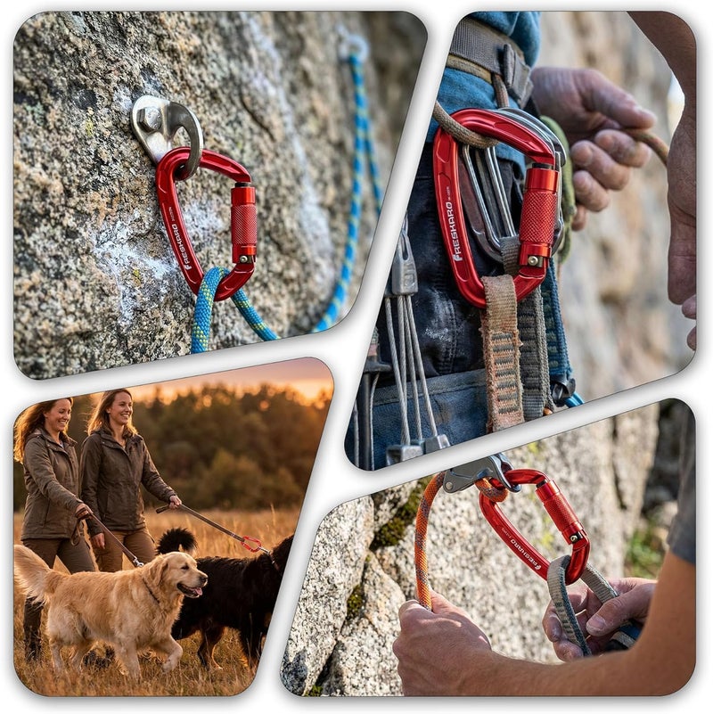 FresKaro 4inches 25kN-5621lbs Climbing Carabiners, UIAA CE Certified, Twist Auto Locking, Made of 7075 Aluminium, Lightweight, Rust Proof, for Mountaineering, Rappelling etc., Multi-Colors - Image 4